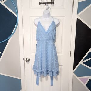 Women Short Mini Dresses Swiss Dots Sundress V Neck Tank Dress Bohemian Pom Pom